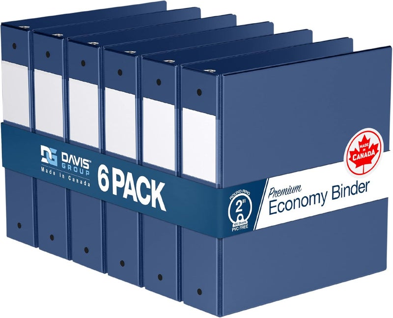 Davis Group Premium Economy 6-Pack 3-Ring Binders for School or Office, Round-Ring Binders, 2 Inch, Royal Blue - Image 1